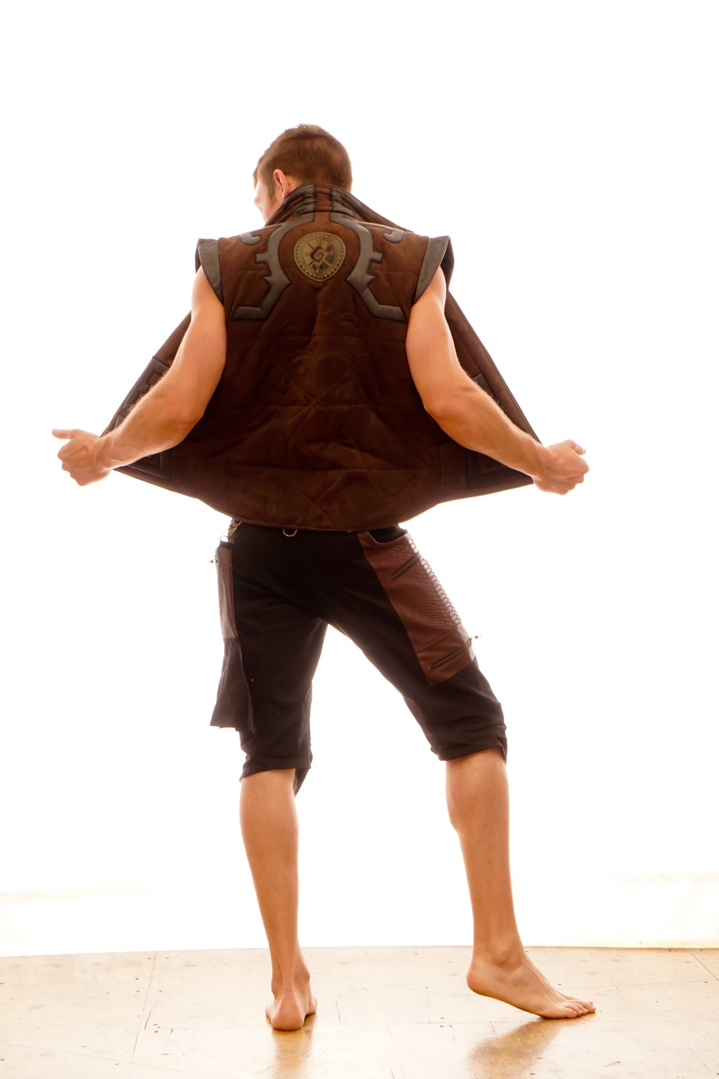 Urban Mayan Leather Puffy Vest